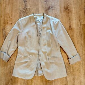 New York & Company Open Front Blazer – Beige Tailored Jacket (Size 10)